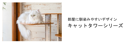 シンプルでお部屋の雰囲気とも馴染みやすい家具調のキャットタワーです。コンパクトなサイズから、パーツで大きくサイズアップできる商品まで取り揃えております。